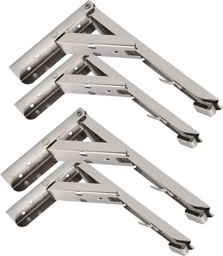 BAYLI Wandregalhalter 4er Set - Klappbare Regalträger aus Edelstahl - Wandkonsolen für vielseitige Nutzung: Ideal für Küche, Garage oder Balkon, mit klappbarer Funktion für mehr Platz und einfache Montage.