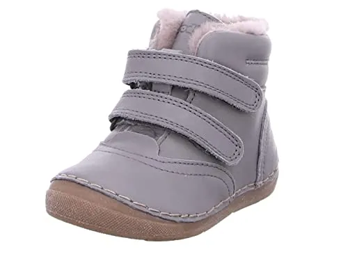 Froddo Kinder Stiefel G2110113 Mädchen Jungen Winter Leder Stiefel Klettverschluss Grau (Grey) Größe 27 EU