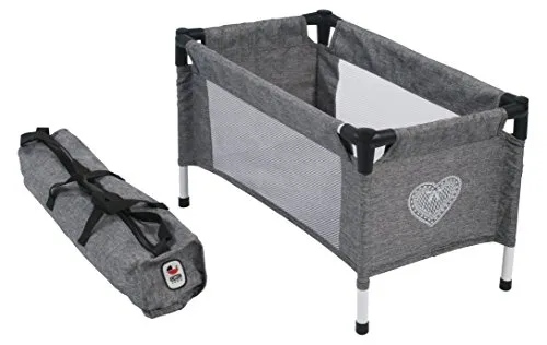 Bayer Chic 2000 652 76 Born Reisebett für Baby-Puppen, Jeans grau, Klein