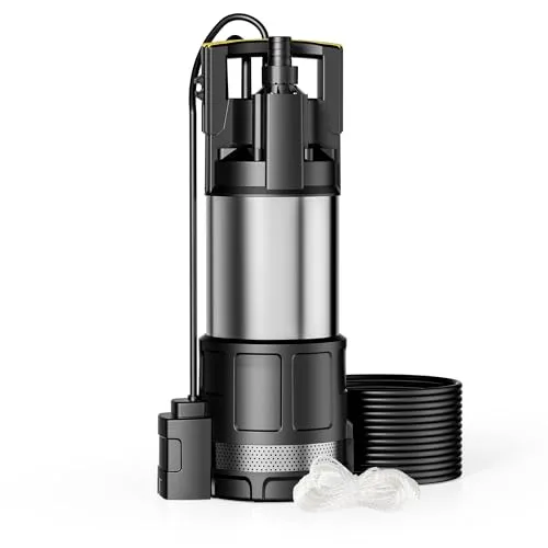 Wiltec Tauchpumpe 1200 W mit Trockenlaufschutz - Wasserpumpen, leistungsstarke Tauchpumpe mit 6000 l/h Förderleistung, ideal für Brunnen und Zisternen, ausgestattet mit Schwimmerschalter und Trockenlaufschutz für maximale Sicherheit.