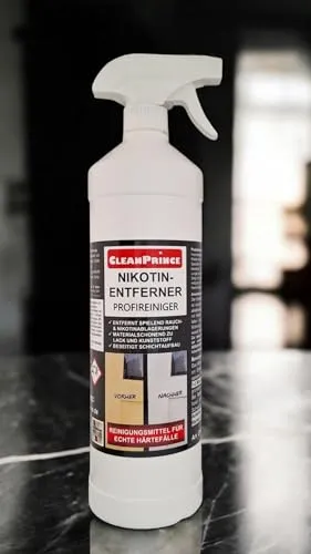 Cleanprince Nikotinentferner 1 Liter | mit Sprühkopf | Profireiniger Nikotinreiniger Rußentferner