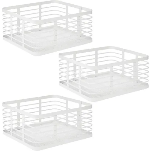 mDesign Allzweckkorb Drahtkorb Gitterbox Aufbewahrung 3er Set Metall Weiß