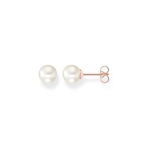 Thomas Sabo Damen Ohrstecker in der Farbe Roségold aus 925 Sterlingsilber mit 750 Roségold Veredelung mit Süßwasserperle und Zirkonia, Größe: 7x7mm, H1430-428-14