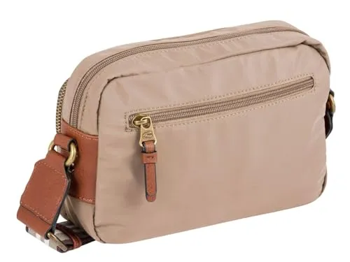 camel active Bari Damen Umhängetasche - Mittelgroße Crossbody Bag in Beige - Umhängetasche aus robustem Nylon mit zwei Reißverschlussfächern, verstellbarem Schultergurt und stylischem Camel active Lederlabel - perfekt für den Alltag.