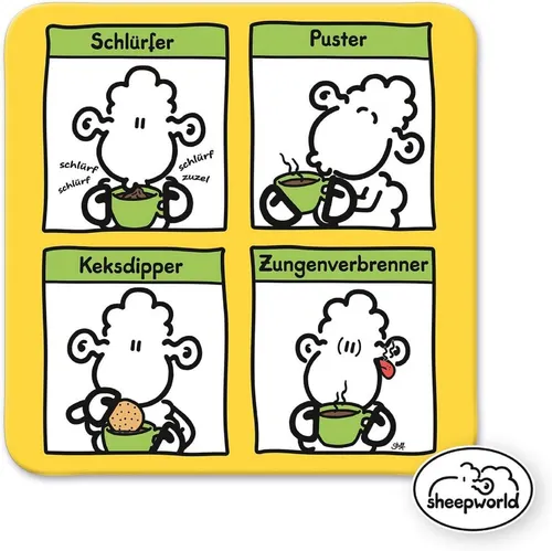 Sheepworld - 81033 - Untersetzer, Nr. 17, Schlürfer ..., Kork, 9,5cm x 9,5cm