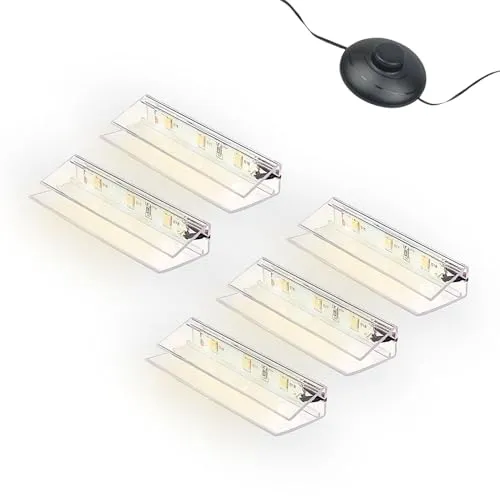 kalb | LED Glaskantenbeleuchtung Ambilux Clip 5er Set für Glasböden 4-10mm - Einfache Montage mit Plug & Play – ideal für Glasböden. Dezente Clips sorgen für blendfreies Licht in 3000K warmweiß oder 5000K neutralweiß. Flexibel steuerbar über Fußschalter oder Smart-Home-Integration.