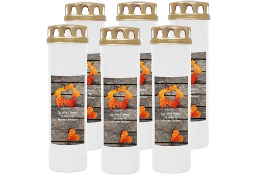 HS Candle Grabkerze 170h Brenndauer (6-tlg), H26cm x Ø7cm, wind- & wetterfest, sofort einsatzfähig