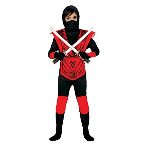 NET TOYS Ninja Kinderkostüm Kostüm Ninjakrieger S 110/116 5 6 Jahre Outfit Japanischer Kämpfer Kung Fu Faschingskostüm Samurai Karnevalskostüm Kinder Mottoparty Asien