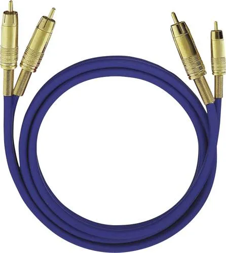 Oehlbach Cinch Audio Anschlusskabel [2x Cinch-Stecker - 2x Cinch-Stecker] 5.00m Blau vergoldete Steckkontakte NF 1 Master