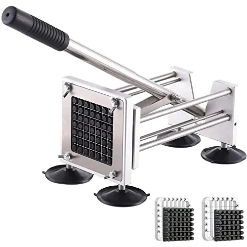 Pommes Frites Schneider, Canirologas Professional Pommesschneider Edelstahl Kartoffelhacker Kartoffelchip Cutter mit 2-Klingen für Kartoffel Karotte Gurke Vegatable