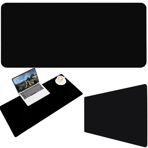 Retoo Tischunterlage Schreibtischunterlage 90 x 45 cm PVC Tischunterlage Laptop Tischunterlage wasserdichte Schreibunterlage für Büro- oder Heimbereich doppelseitig Schwarz