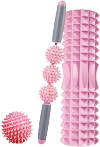 Packen Sie Massageroller, Massageball und Massagestab ein. Schaumstoffrolle für Muskeltherapie, Massage, Pilates, Yoga. Fitness-Schaumstoffrolle. Stoffzylinder zur Schmerzlinderung und Training 45cm