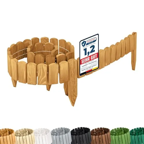 Garronda Holzrasenkante 200 cm – Flexibler Gartenzaun für kreative Gestaltung