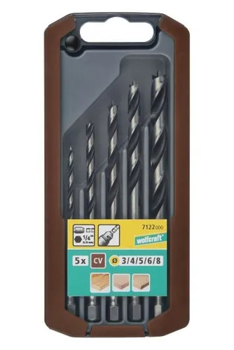 Produktbild Wolfcraft Holzspiralbohrer-Set CV-Sechskant-Schaft Ø 3 - 8 mm 5-teilig