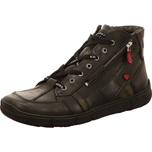 KRISBUT Stiefelette schwarz 43 EU - Wanderschuhe mit warm gefüttertem Echtleder, verstellbarem Schaft und idealer Passform für kalte Tage – perfekt für Outdoor-Abenteuer!