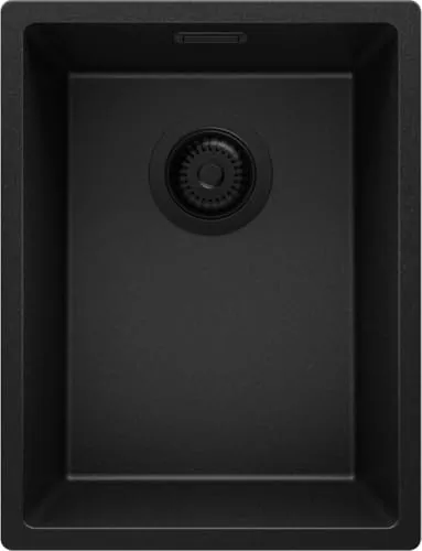 PRIMAGRAN Unterbauspüle Granit Alles Schwarz 36x47cm - 1 Becken Spülbecken mit XXL-Becken für viel Geschirr, ideal für kleine Küchen. Robust und kratzfest, mit modernem Design und einfacher Montage.