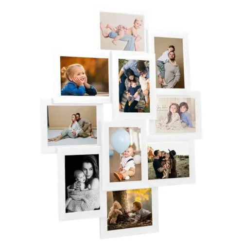 vidaXL Collage Bilderrahmen für 10x(13x18cm) Fotos - Wand- & Tischbilderrahmen, stilvolles Design für Ihre schönsten Erinnerungen mit einfachem Fototausch durch praktische Verriegelung.