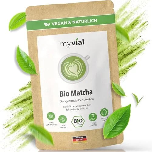 Bio Premium Matcha Pulver 100g - Höchste Qualität aus Japan - Tee-Kategorie mit 100g Bio Matcha Pulver aus Japan, reich an Antioxidantien und ohne künstliche Zusätze für einen natürlichen Geschmack.