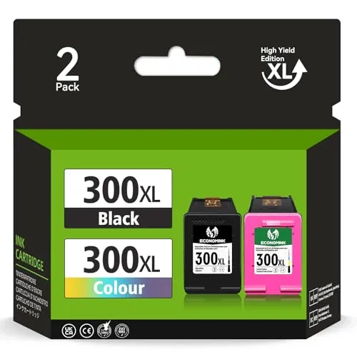 Economink 300XL Schwarz und Farbe Kompatibel für HP 300 XL Druckerpatronen Multipack für PhotoSmart C4780 C4680 DeskJet F4580 F4280 F4210 F2480 D5560 Envy 120 110 114 100 Drucker(2er-Pack)