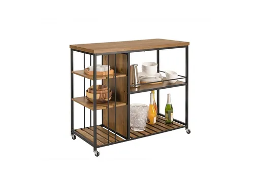 SoBuy SVW18-F Servierwagen mit 5 Ablagen - Servierwagen mit 5 Ablagen, mobil dank 4 drehbarer Rollen und 2 Bremsen. Ideal für Küche oder Bar, im stylishen Industrial-Design.
