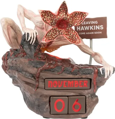 Grupo Erik Ewiger Kalender Demogorgon - 3D Tischkalender für Stranger Things Fans - Tischkalender und Deko in einem: Der originelle ewige Demogorgon Kalender aus hochwertigem Kunstharz bietet eine einzigartige 3D-Darstellung und ist ein echter Blickfang für Ihr Büro.