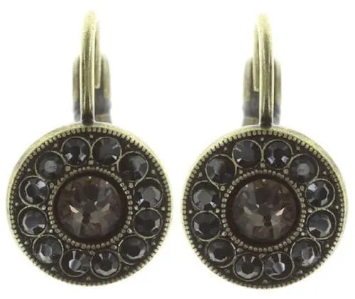 Konplott: Spell on You Ohrhänger, runde Entourage-Ohrringe mit großem Stein in der Mitte und kleinen Steinen rundherum, für Damen/Frauen (schwarz)