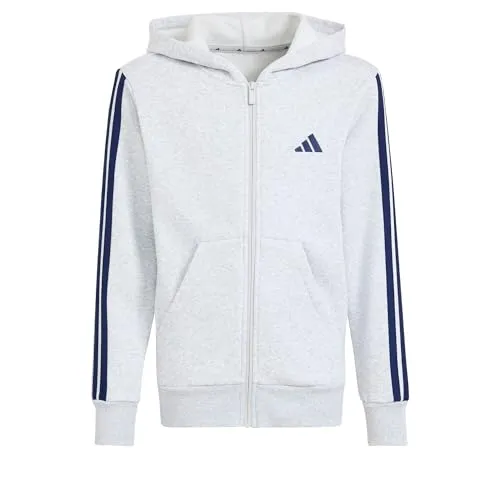 adidas Unisex Kinder Essentials Full Zip Hoodie, Grau und Dunkelblau, 11-12 Jahre - Bequemer Hoodie mit durchgehendem Reißverschluss und Kapuze, ideal für aktive Kinder. Hergestellt aus einem hochwertigen Materialmix für optimalen Tragekomfort und praktische Kängurutaschen.
