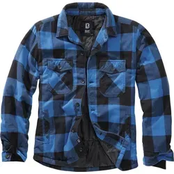 Brandit Lumber Jacket - Wattierte Flanelljacke in Schwarz-Blau, Größe M - Funktionsjacke mit 2 großen Brusttaschen, praktischer Innentasche und geradem Schnitt, ideal für kalte Tage und Outdoor-Aktivitäten.