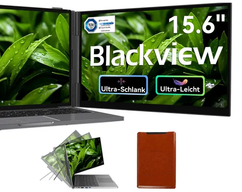 Blackview 15.6 Zoll FHD Gaming Monitor SCM8 – Portabler IPS Bildschirm - Tragbarer 15.6 Zoll Monitor mit Full HD Auflösung, ideal für mobiles Arbeiten und kreatives Gestalten. Kompakt und leicht, perfekt für unterwegs und zur Erweiterung Ihres Laptops.