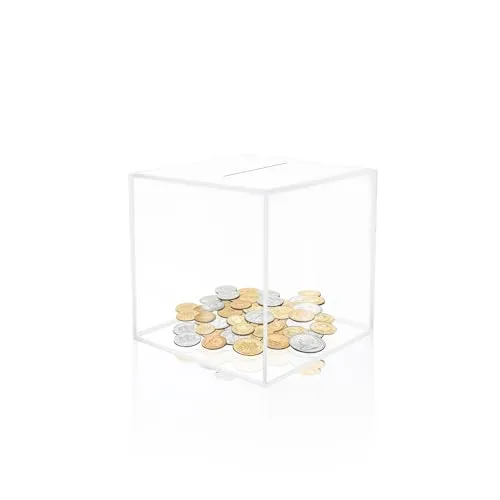 Spardose Groß Durchsichtig Sparschwein Acryl Spardose Nicht zum öffnen Sparschwein für Erwachsene Kinder 12 x 12 x 12 cm