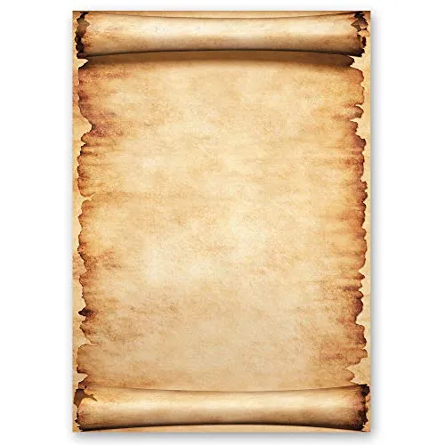 Antik & History PERGAMENT Briefpapier - 20 Blatt DIN A4 - Hochwertiges Motivpapier im DIN A4 Format, einseitig bedruckt und ideal für individuelle Briefe. Perfekt für InkJet- und Laser-Drucker, auch handbeschreibbar.