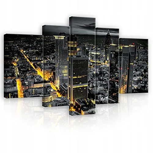 WallArena - Leinwand Bilder - New York Stadt Nacht Landschaft - 170x100 cm Leinwandbilder - Bild auf leinwand - Wandbild XXL groß Wandbilder für Wohnzimmer Schlafzimmer Wohnzimmerbilder Modern