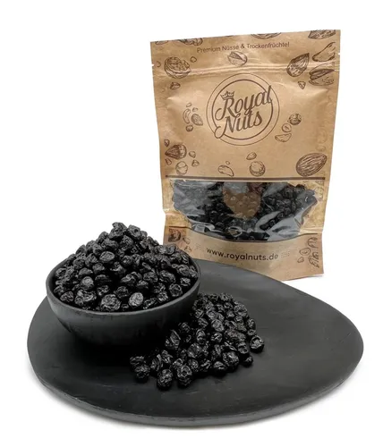 Getrocknete Heidelbeeren - 1000g - Royalnuts - Leckere getrocknete Heidelbeeren in 1000g Packung, ideal für Snacks oder zum Verfeinern von Gerichten. Genießen Sie die natürliche Süße und den fruchtigen Geschmack!