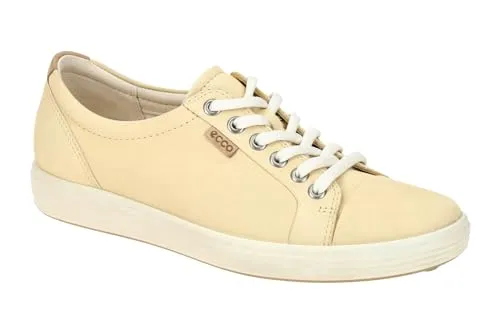 ECCO Damen Soft 7 Shoes, Straw, 37 EU - Damen-Sneaker aus hochwertigem Vollnarben- und Nubukleder, ergonomischer Sitz für optimalen Tragekomfort und herausnehmbare Einlegesohle für zusätzliche Weite.