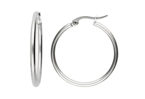 LÖB Paar Creolen Edelstahl Creolen Ohrringe Rund Kreis Ring Dünn Leicht silber 50mm (Geschenke für Frauen Beste Freundin Mutter Mama Damen zum Geburtstag Weihnachten Weihnachtsgeschenke, Inkl. Schmuckbox), Damen Klappcreolen Kreolen hängend Flach Breit Einfach