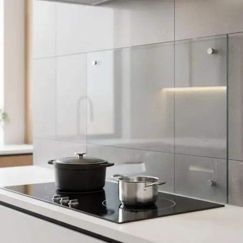 Mucola Glasrückwand 100x55 cm – Spritzschutz für die Küche in weiß von Mucola