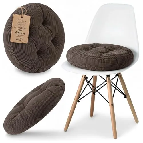Amazinggirl Stuhlkissen rund 40 cm – Komfortables Cordstoff Sitzkissen