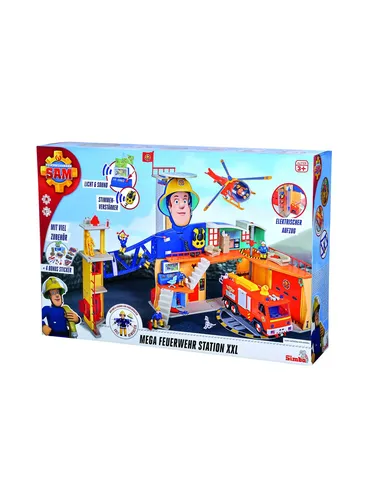Simba 109251059 - Feuerwehrmann Sam Mega Feuerwehrstation XXL, mit Licht, Sound und Funkgerät für spannende Abenteuer ab 3 Jahren