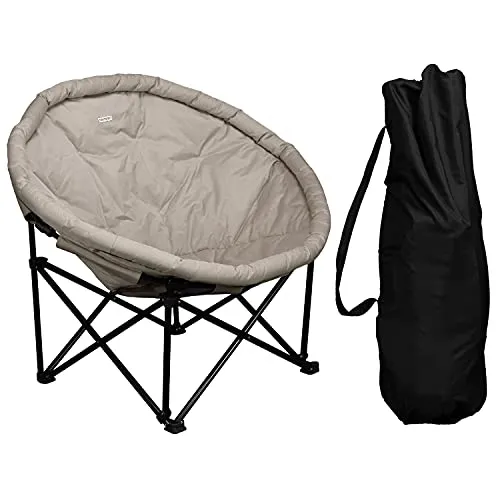 anndora extra großer Relax Campingsessel Moon Chair Campingstuhl Model: RC707 - faltbar, 150kg belastbar - Champagner grau