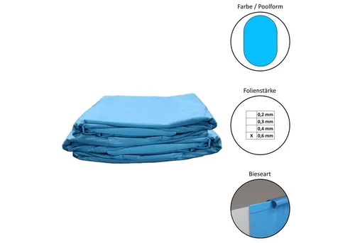 Waterman Poolinnenhülle Ovalbecken 623x360x120cm - Ersatzfolie für Ovalbecken, 0,6 mm stark mit Einhängebiese, ideal für langlebige Innenauskleidung von Stahlwandpools.