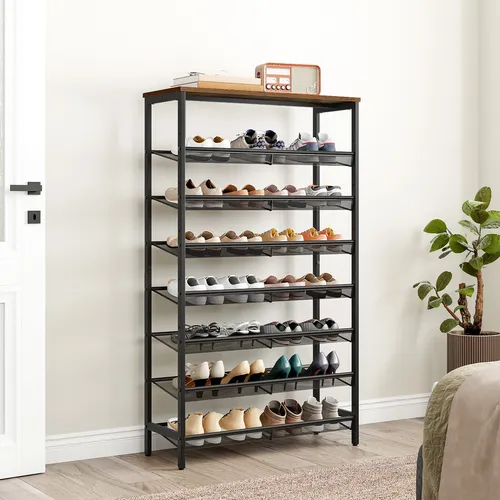 HOOBRO 8-stöckiges Schuhregal für 21-28 Paar Schuhe in braun von HOOBRO