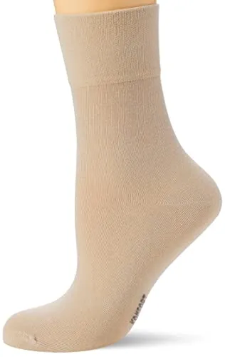Nur Die Feine Baumwolle Socken einfarbig mit Komfortbund ohne drückende Naht besonders weich Damen, beigegrau, 39-42