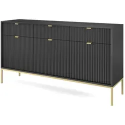 Sideboard Vellore, schwarz, 154 cm breit in gold von Selsey