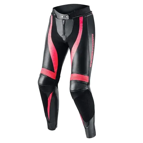 REBELHORN Rebel Motorradhose Damen | Leder mit Protektoren in pink von REBELHORN
