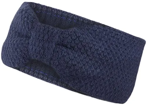 Gefüttertes Stirnband Haarband Ohrenwärmer für Damen und Mädchen, Strickmuster mit Schleife und weichem Fleece Innenfutter, SB1019X