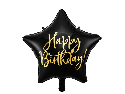 Folienballon Happy Birthday, 40cm, schwarz in schwarz von PartyDeco