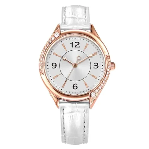 Comtex Damen Gürteluhr mit roségoldenem Gehäuse und Kristallstein, arabische Ziffer leicht ablesbares Zifferblatt, wasserdichte und modische Damenuhr, Rose Gold, Modern
