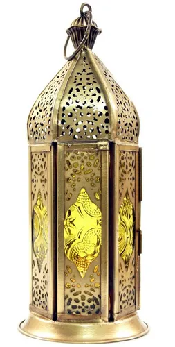 Guru-Shop Kerzenlaterne Orientalische Metall/Glas Laterne in..
