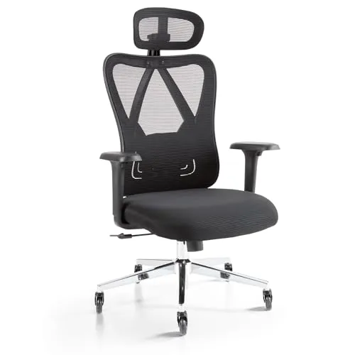 Arebos Ergonomischer Bürostuhl mit Wippfunktion - Bürostuhl mit atmungsaktiver Netzlehne und 2D-Lendenstütze für rückenschonendes Sitzen. Ideal für Homeoffice und Büro – fördert ergonomische Haltung und steigert den Komfort.