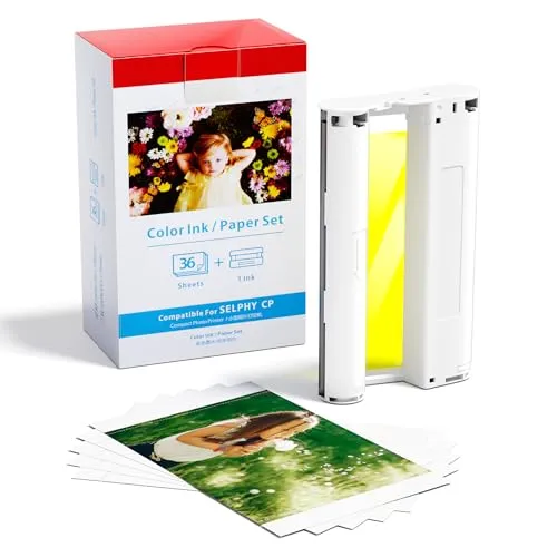Ersatz für Canon Selphy CP1500 Fotopapier Papier und Patrone KP-36IN